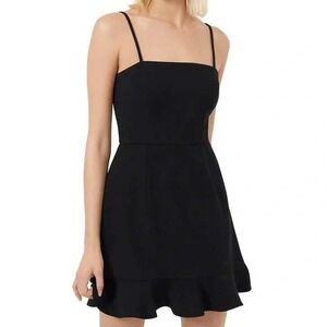 French Connection Black Whisper Ruffled Hem Mini Dress Size US 10